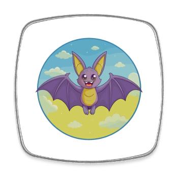 Chauve-souris mignon Kawaii dessin animé Clipart Animal de compagnie - Magnet carré - blanc - Devant