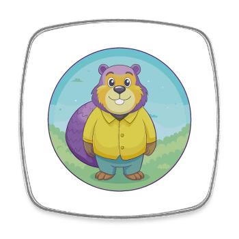 Biber Niedlich Kawaii Cartoon Clipart Tier Haustier - Viereckiger Kühlschrankmagnet - Weiß - Vorne