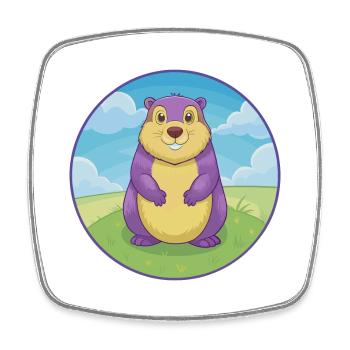 Marmot Cute Kawaii Cartoon Clipart Animal Pet - Square fridge magnet - white - Front