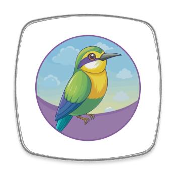 Bienenfresser Niedlich Kawaii Cartoon Clipart Tier Haustier - Viereckiger Kühlschrankmagnet - Weiß - Vorne