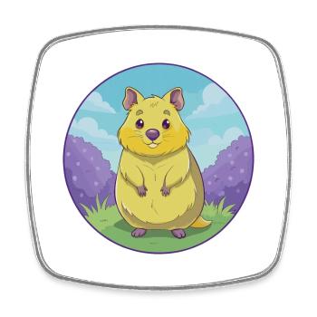 Quokka mignon kawaii dessin animé Clipart animal de compagnie - Magnet carré - blanc - Devant