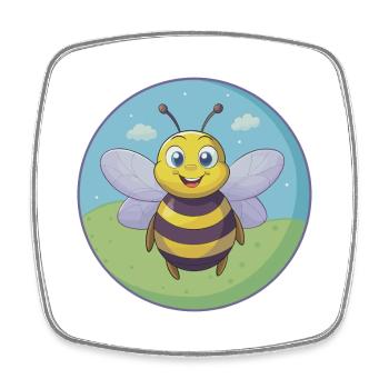 Abeille Mignon Kawaii Dessin animé Clipart Animal de compagnie - Magnet carré - blanc - Devant