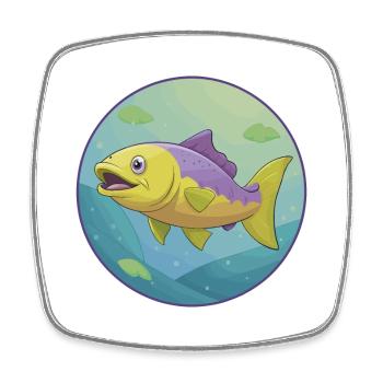 Salmon Cute Kawaii Cartoon Clipart Animal Pet - Square fridge magnet - white - Front