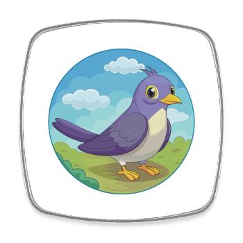 Kuckuck Vogel Niedlich Kawaii Cartoon Clipart Tier Haustier - Viereckiger Kühlschrankmagnet - Weiß - Vorne