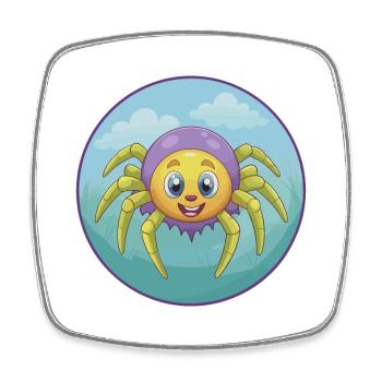 Spinne Niedlich Kawaii Cartoon Clipart Tier Haustier - Viereckiger Kühlschrankmagnet - Weiß - Vorne