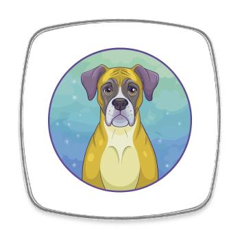 Boxer Hund Niedlich Kawaii Cartoon Clipart Tier Haustier - Viereckiger Kühlschrankmagnet - Weiß - Vorne