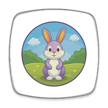 Hase Niedlich Kawaii Cartoon Clipart Tier Haustier - Viereckiger Kühlschrankmagnet - Weiß - Vorne