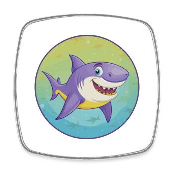 requin mignon kawaii dessin animé clipart animal de compagnie - Magnet carré - blanc - Devant
