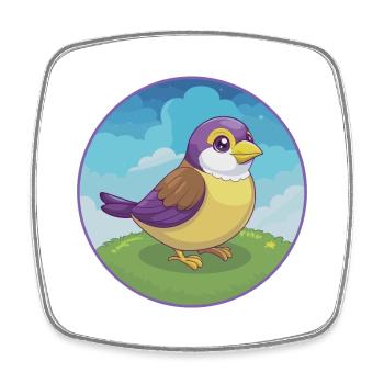 Spatz Niedlich Kawaii Cartoon Clipart Tier Haustier - Viereckiger Kühlschrankmagnet - Weiß - Vorne