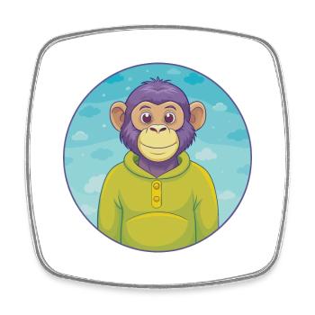 Schimpanse Niedlich Kawaii Cartoon Clipart Tier Haustier - Viereckiger Kühlschrankmagnet - Weiß - Vorne