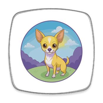 Chihuahua Dog Cute Kawaii Cartoon Clipart Animal - Square fridge magnet - white - Front