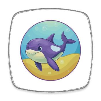 Orca Niedliche Kawaii Cartoon Clipart Tier Haustier - Viereckiger Kühlschrankmagnet - Weiß - Vorne