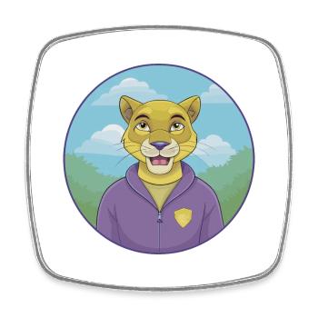 Cougar Cute Kawaii Cartoon Clipart Animal Pet - Square fridge magnet - white - Front