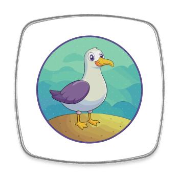 Seagull Cute Kawaii Cartoon Clipart Animal Pet - Square fridge magnet - white - Front