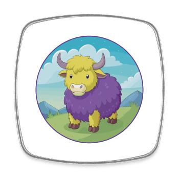 Yak mignon Kawaii dessin animé Clipart Animal de compagnie - Magnet carré - blanc - Devant