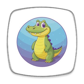 Crocodile Mignon Kawaii Dessin animé Clipart Animal de compagnie - Magnet carré - blanc - Devant