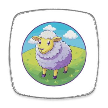 Sheep Cute Kawaii Cartoon Clipart Animal Pet - Square fridge magnet - white - Front
