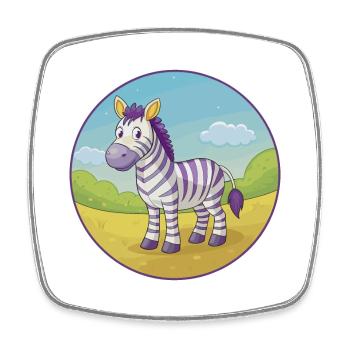 Zebra Cute Kawaii Cartoon Clipart Animal Pet - Square fridge magnet - white - Front