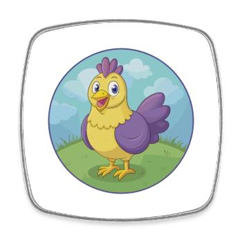 Huhn Niedliche Kawaii Cartoon Clipart Tier Haustier - Viereckiger Kühlschrankmagnet - Weiß - Vorne