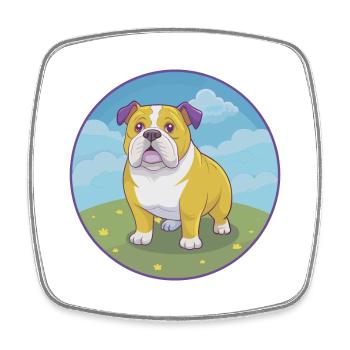 Bulldog Cute Kawaii Cartoon Clipart Animal Pet - Square fridge magnet - white - Front