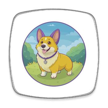 Corgi Dog Cute Kawaii Cartoon Clipart Animal Pet - Square fridge magnet - white - Front