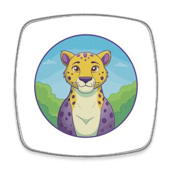 Cheetah Cute Kawaii Cartoon Clipart Animal Pet - Square fridge magnet - white - Front
