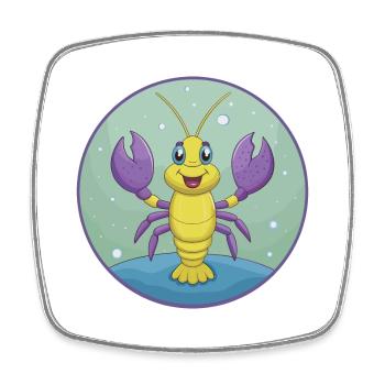homard mignon kawaii dessin animé clipart animal de compagnie - Magnet carré - blanc - Devant