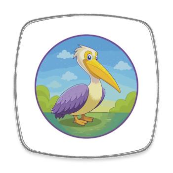 Pélican mignon Kawaii dessin animé Clipart Animal de compagnie - Magnet carré - blanc - Devant