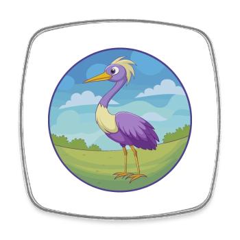 grue mignon Kawaii dessin animé Clipart Animal de compagnie - Magnet carré - blanc - Devant