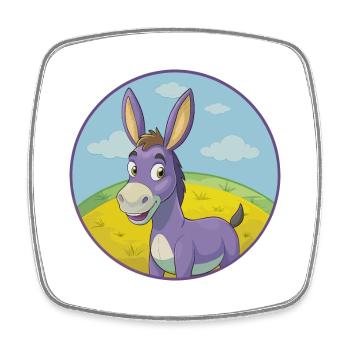 Âne Mignon Kawaii Dessin animé Clipart Animal de compagnie - Magnet carré - blanc - Devant
