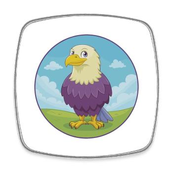 Adler Niedlich Kawaii Cartoon Clipart Tier Haustier - Viereckiger Kühlschrankmagnet - Weiß - Vorne