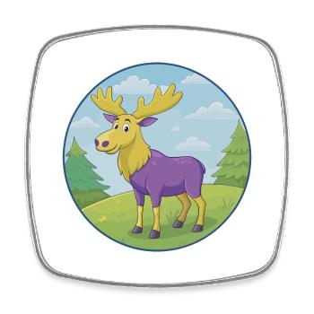 Elk mignon Kawaii dessin animé Clipart Animal de compagnie - Magnet carré - blanc - Devant