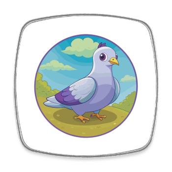 Taube Niedliche Kawaii Cartoon Clipart Tier Haustier - Viereckiger Kühlschrankmagnet - Weiß - Vorne