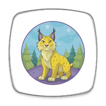 Luchs Niedliche Kawaii Cartoon Clipart Tier Haustier - Viereckiger Kühlschrankmagnet - Weiß - Vorne