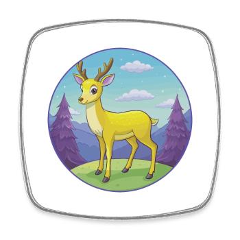 Deer Cute Kawaii Cartoon Clipart Animal Pet - Square fridge magnet - white - Front