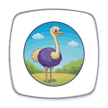 Ostrich Cute Kawaii Cartoon Clipart Animal Pet - Square fridge magnet - white - Front