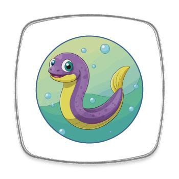 Eel Cute Kawaii Cartoon Clipart Animal Pet - Square fridge magnet - white - Front