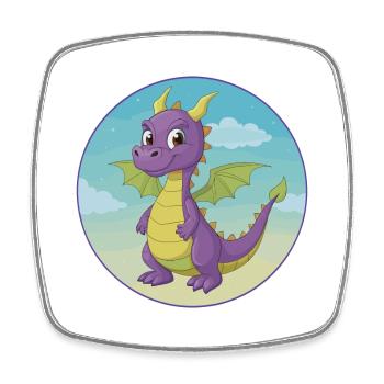 Drache Niedlich Kawaii Cartoon Clipart Tier Haustier - Viereckiger Kühlschrankmagnet - Weiß - Vorne