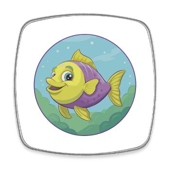 Fish Cute Kawaii Cartoon Clipart Animal Pet - Square fridge magnet - white - Front