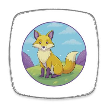 Fuchs Niedlich Kawaii Cartoon Clipart Tier Haustier - Viereckiger Kühlschrankmagnet - Weiß - Vorne