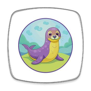 Seal Cute Kawaii Cartoon Clipart Animal Pet - Square fridge magnet - white - Front