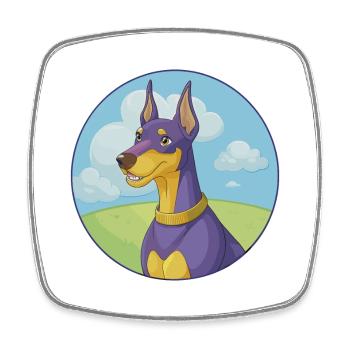 German Pinscher Dog Cute Kawaii Cartoon Animal Pet - Square fridge magnet - white - Front