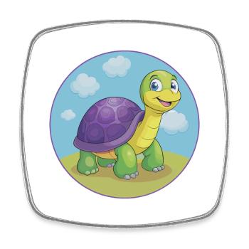 Schildkröte Niedlich Kawaii Cartoon Clipart Tier Haustier - Viereckiger Kühlschrankmagnet - Weiß - Vorne