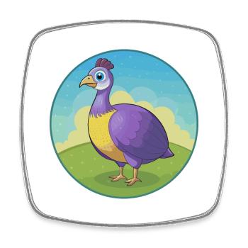 pintade mignon kawaii dessin animé clipart animal de compagnie - Magnet carré - blanc - Devant