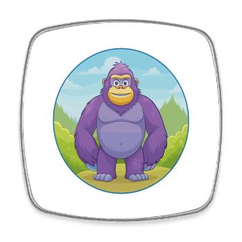 Gorilla Cute Kawaii Cartoon Clipart Animal Pet - Square fridge magnet - white - Front