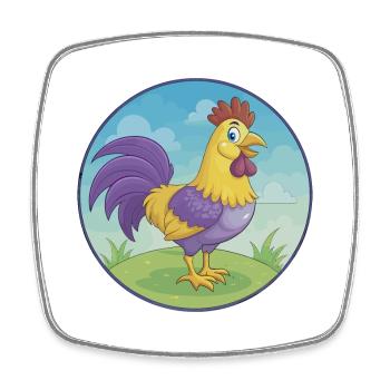 Hahn Niedlich Kawaii Cartoon Clipart Tier Haustier - Viereckiger Kühlschrankmagnet - Weiß - Vorne
