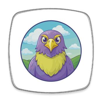 Falke Niedlich Kawaii Cartoon Clipart Tier Haustier - Viereckiger Kühlschrankmagnet - Weiß - Vorne