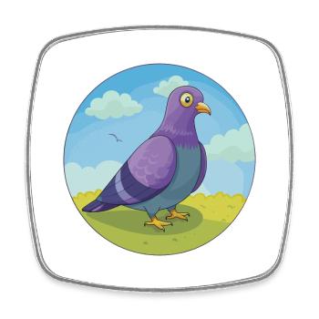 Taube Niedliche Kawaii Cartoon Clipart Tier Haustier - Viereckiger Kühlschrankmagnet - Weiß - Vorne