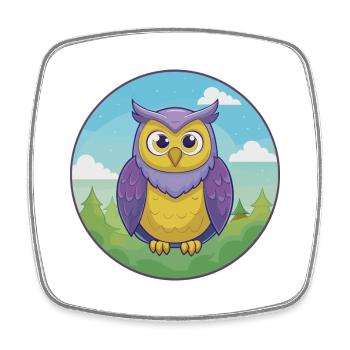 Owl Cute Kawaii Cartoon Clipart Animal Pet - Square fridge magnet - white - Front