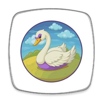 cygne mignon kawaii dessin animé clipart animal de compagnie - Magnet carré - blanc - Devant